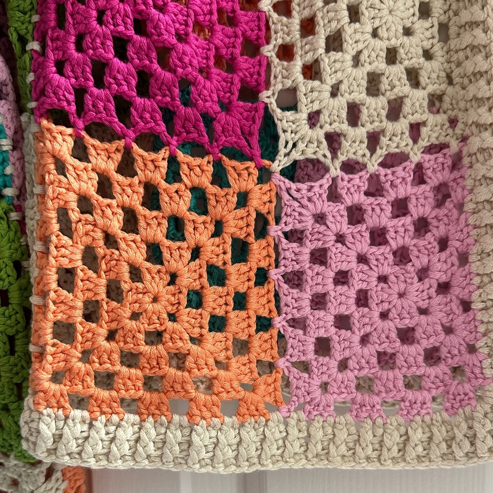 BiBi Checkered Pattern Open Front Cardigan Knit C… - image 3